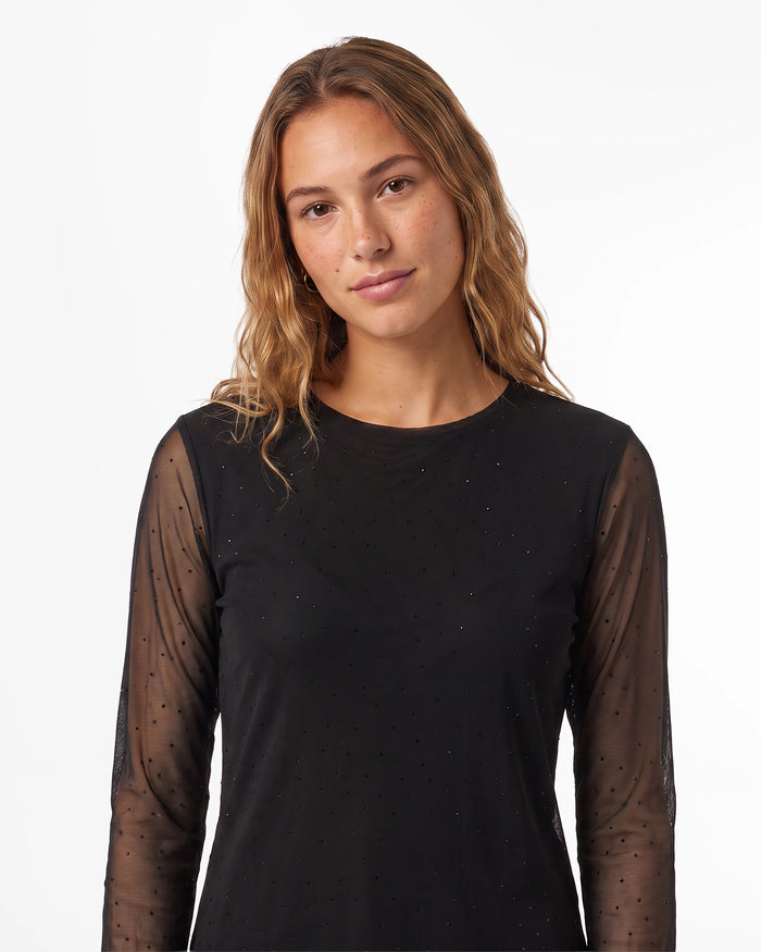 Embelished mesh top - Black