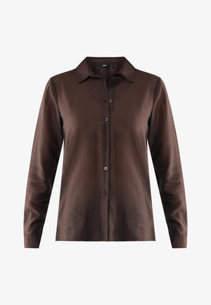 CHAMOMILE Tencel blouse - Donkerbruin