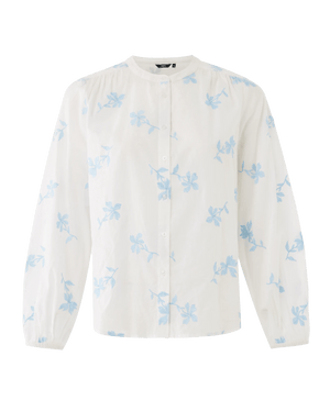 Flower embroidery blouse - White