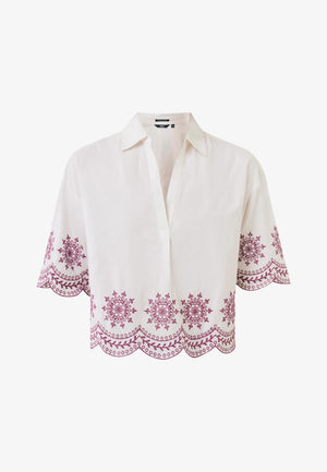 Geborduurde crop top - Wit