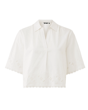 Geborduurde crop top - Wit