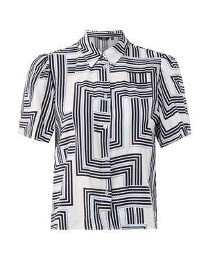 Geo print short sleeve blouse - Multicolor
