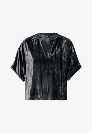 Oberteil aus Samt (Crushed Velvet) – Dunkelgrau