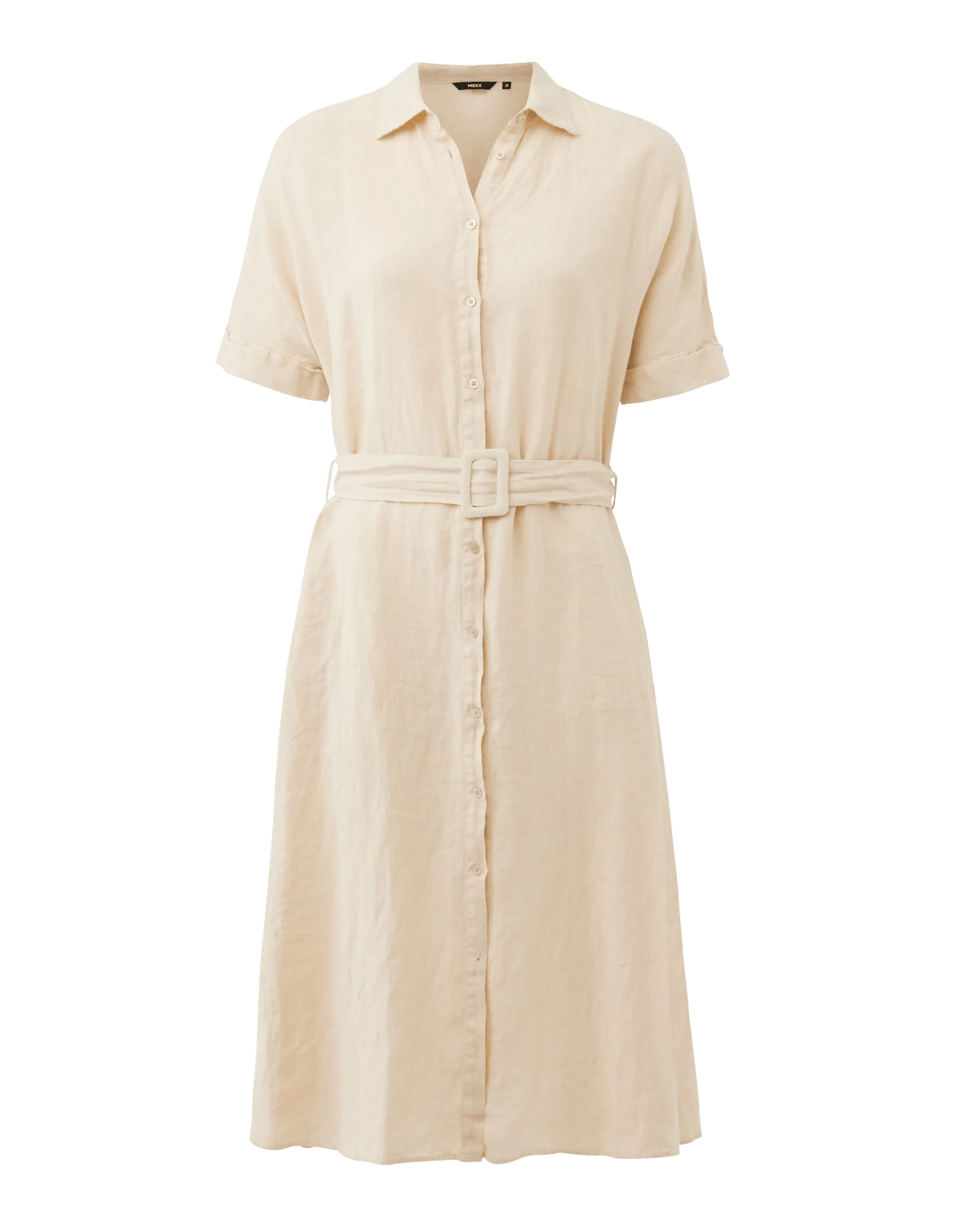 beige linen shirt dress Flared Size:US 2 / UK 6 / EU 32