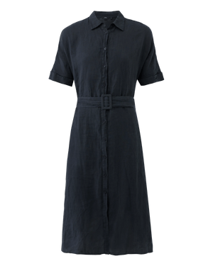 Flared linen dress - Black