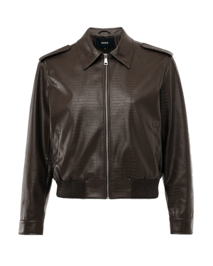 Croco PU bomber - Warm bruin