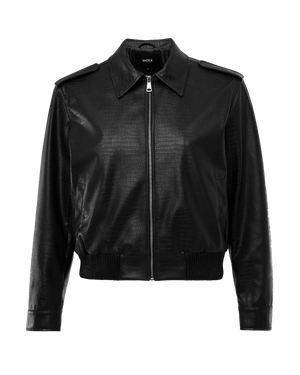 Croco pu bomber - Zwart