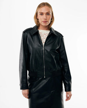 Croco pu bomber - Black