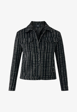 Pailletten-Tweed-Jacke – Schwarz