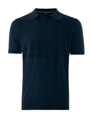 Strick-Poloshirt – Mittelmarineblau