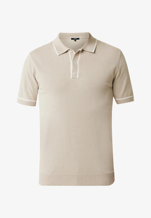 Knitted polo with tippings - Greyish Sand