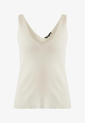 Regular fit gebreide top - Crèmewit