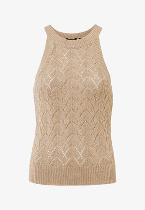 Mouwloze gebreide top - Warm Zand