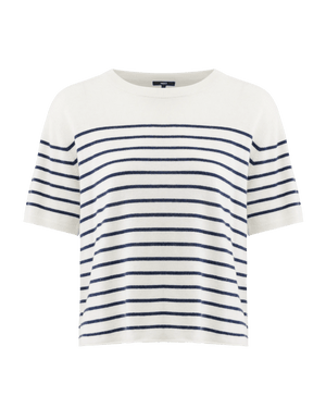 CAMELIA Gestreepte top boxy fit - Gebroken Wit