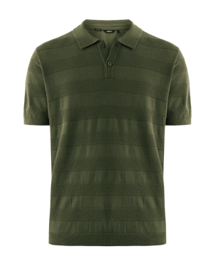 Jacquard-Streifen-Polohemd – Grün