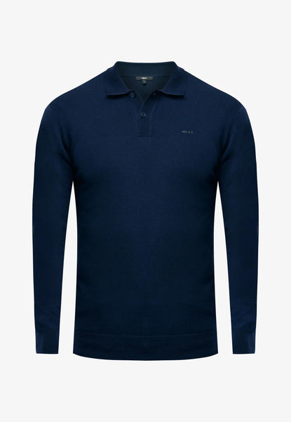 ANDES Knitted long sleeve polo - Mid Navy | Mexx.com