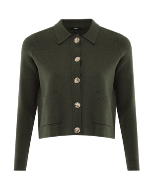 Knitted pocket jacket - Olive Green
