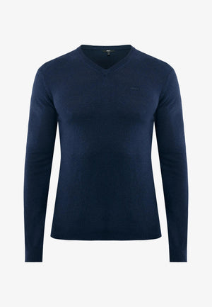 ELBRUS Pullover aus Wolle und Kaschmir mit V-Ausschnitt – Mitternachtsblau