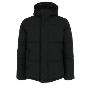 Kurze Pufferjacke mit abnehmbarer Kapuze – Schwarz