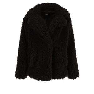 Comfortabele harige peacoat - Donkerbruin