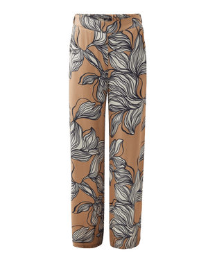 Broek met grafische bloemenprint wijde pijpen - Meerkleurig