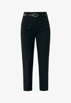 Belted tapered  pants - Black