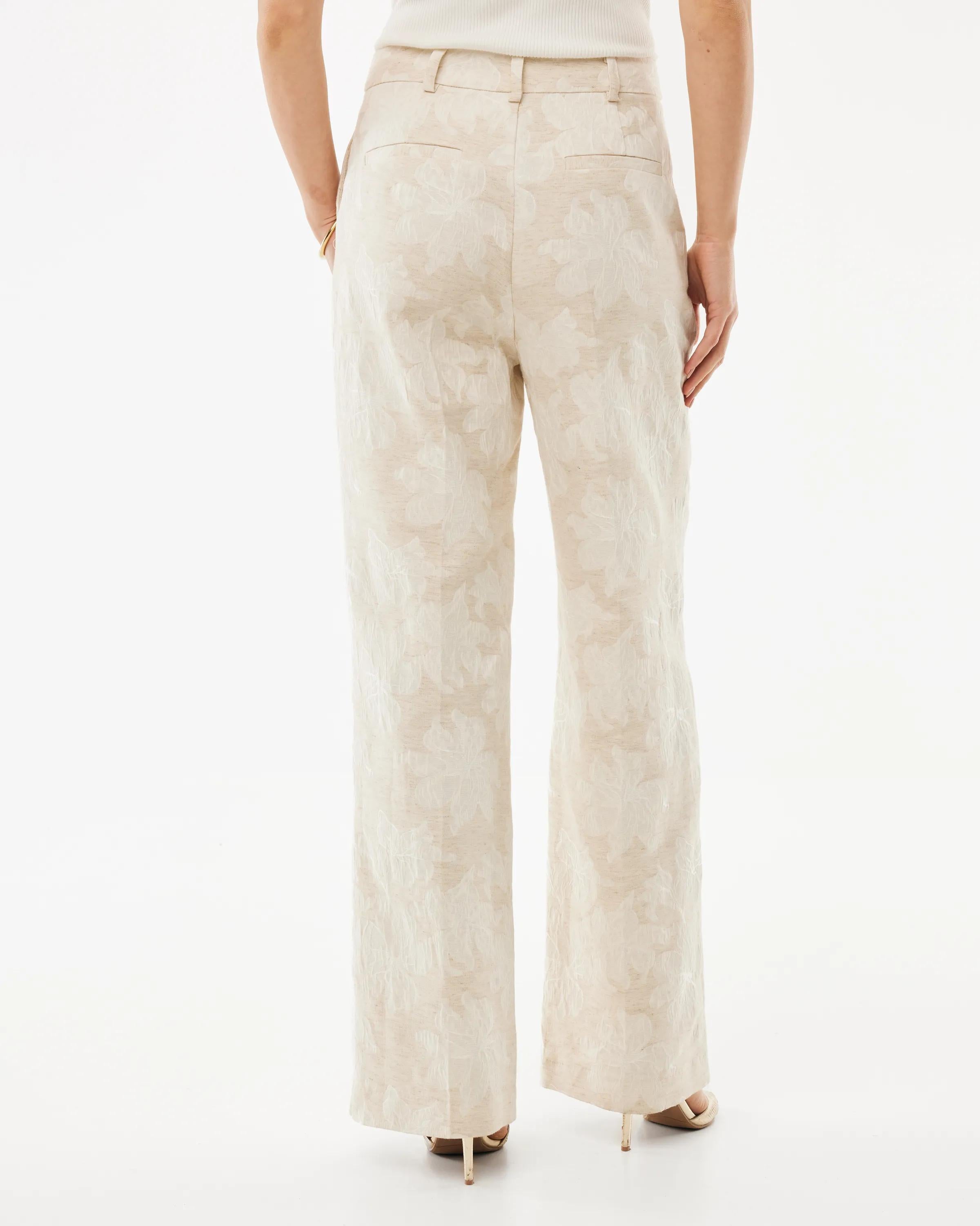 Flower jacquard pants straight leg - Light Sand | Mexx.com