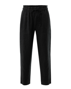 Linnen broek toelopende pasvorm - Zwart