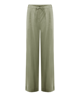 Lyocell broek met wijde pijpen - Warm Groen