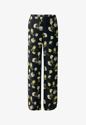 Bedrukte wide leg broek - Zwart