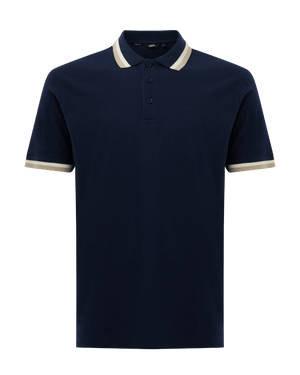 TOUBKAL Pique polo with tipping - Mid Navy