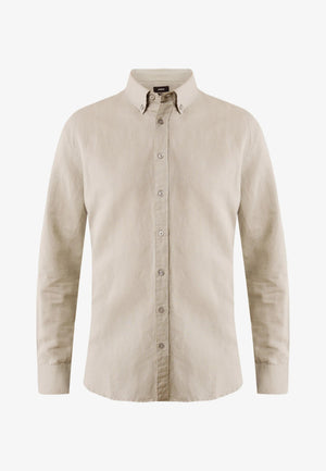 CALEB Basic Leinenhemd - Gräulicher Sand