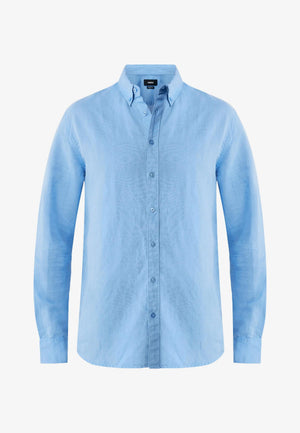 CALEB Basic linen shirt - Bright Blue
