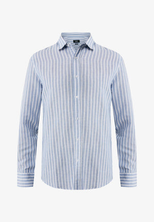 AIDEN Basic linen shirt striped - Faded Blue