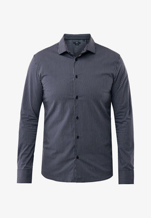 ANETO Gestreiftes Bügelleicht-Hemd – Indigo-Blau