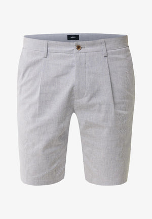 Striped linen blend shorts - Faded Blue
