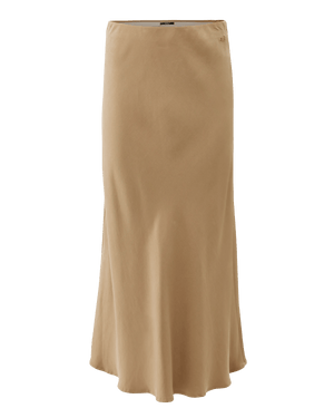 Dull satin midi skirt - Tan