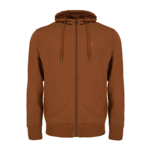 Basic hooded zip through sweater - Brown