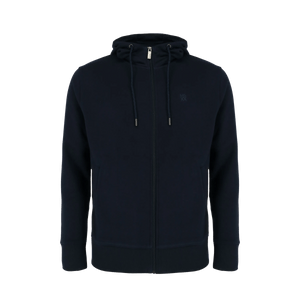 Basic hooded zip through sweater - Mid Navy