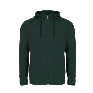 Basic hooded zip through sweater - Deep Green