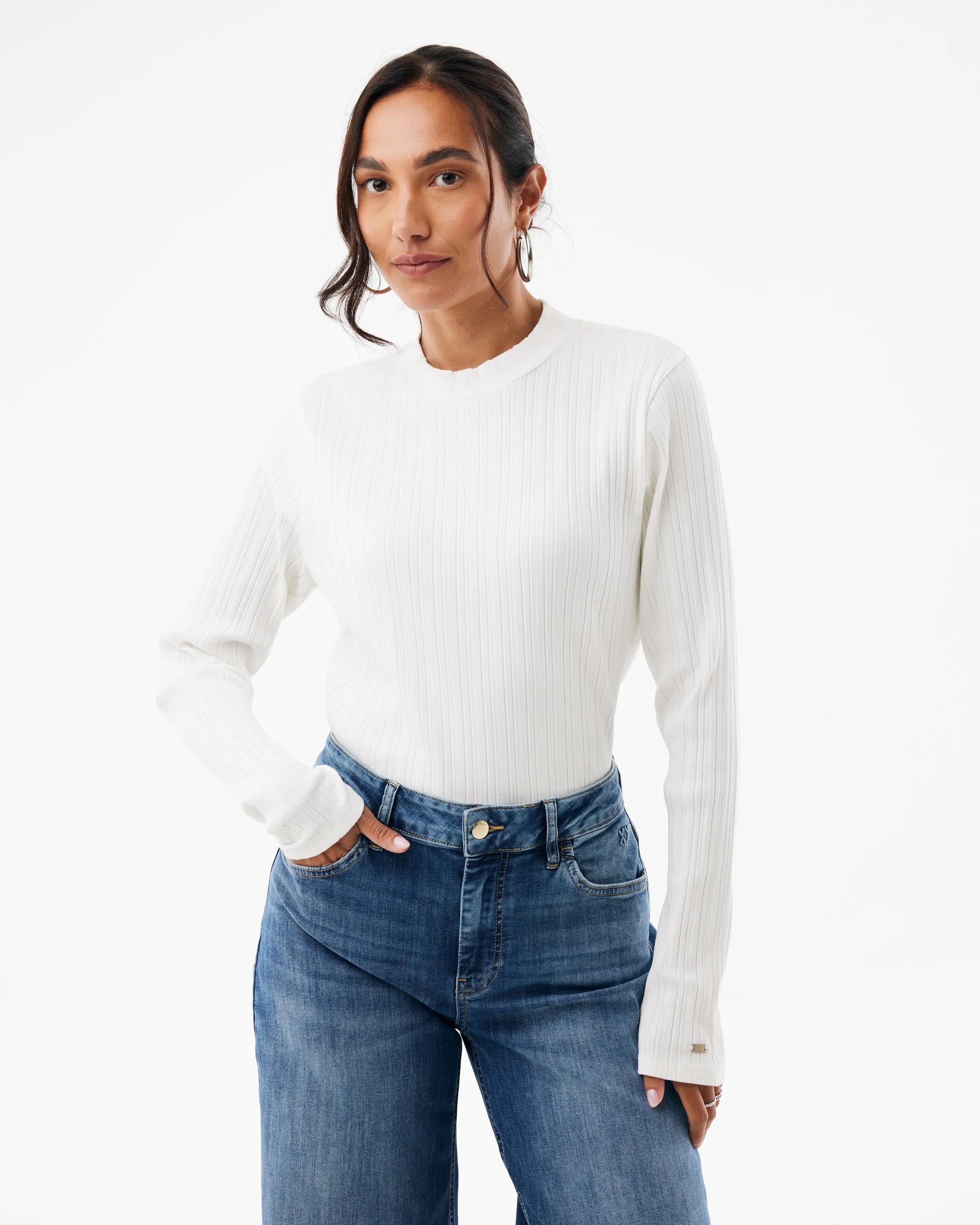 Rib high-neck top - Off White | Mexx.com