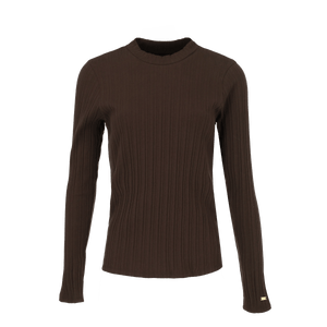 Rib high-neck top - Dark Brown