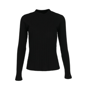 Rib high-neck top - Black
