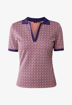 Jacquardgebreide polo met korte mouwen - Meerkleurig