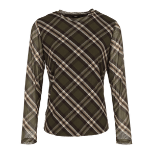 Mesh top met ruitprint - Meerkleurig