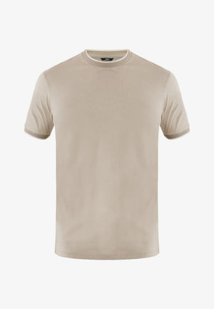 Gemerceriseerd katoenen T-shirt - Taupe grijs