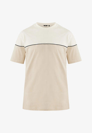 Colorblock T-shirt regular fit - Zand
