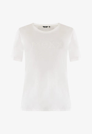 Pailletten-T-Shirt mit schmaler Passform – Off White