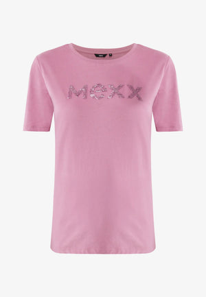 Pailletten-T-Shirt in schmaler Passform – Mauve
