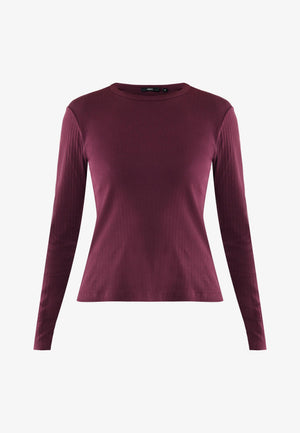 PRIMROSE Ripp-T-Shirt – Dunkelrot
